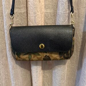 Coach Black & Brown Floral Print Crossbody Bag